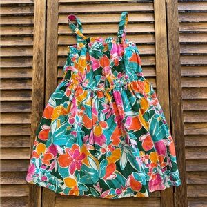 Carter's Vibrant Hawaiian Lei Floral Dress - Green Teal Orange Pink 5 5T 5A